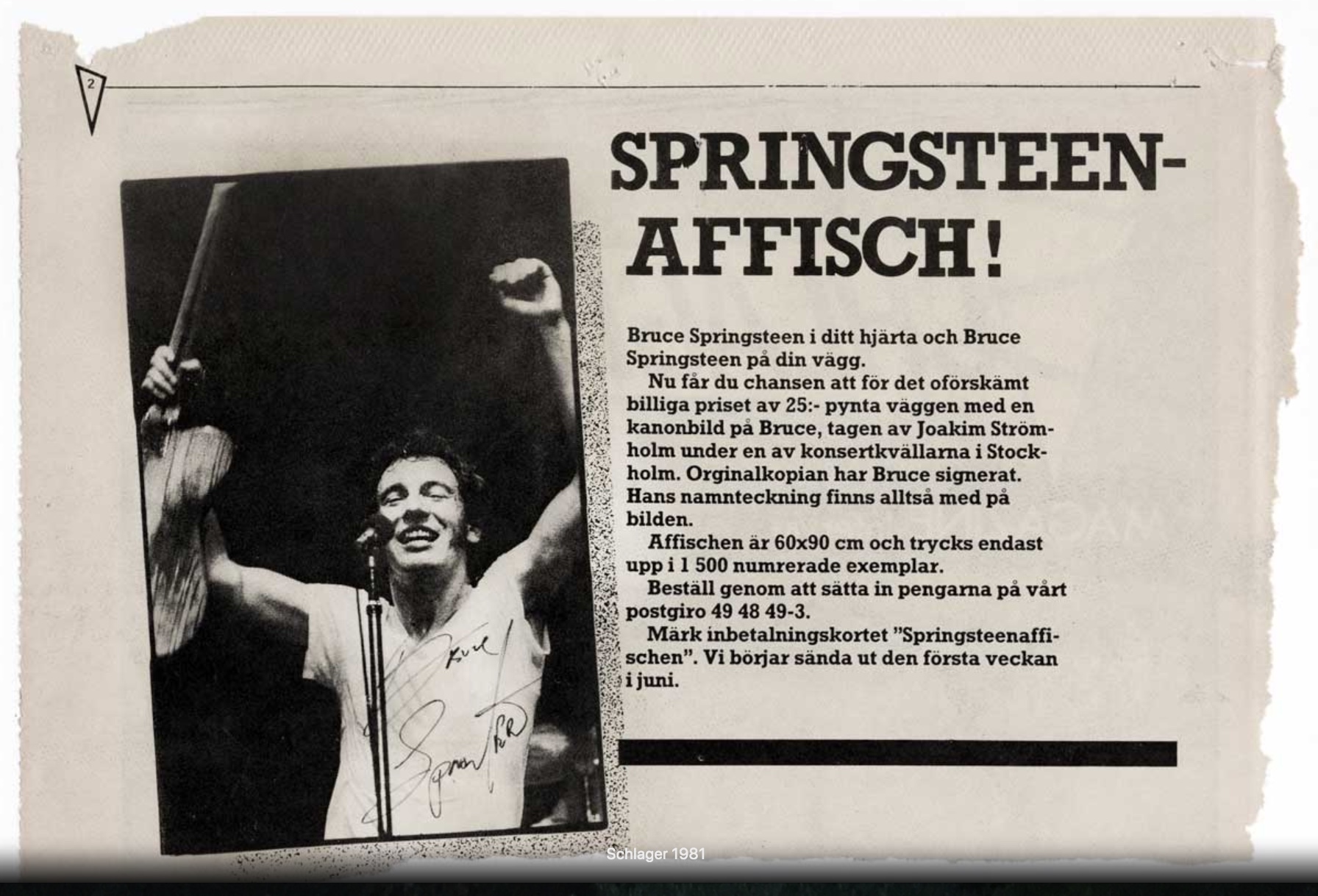Bruce Springsteen Poster 1981